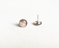 Vintage Gold pink glitter stud earrings by Ear Sugar made in the USA
