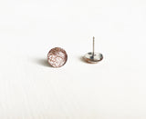 Vintage Gold pink glitter stud earrings by Ear Sugar made in the USA