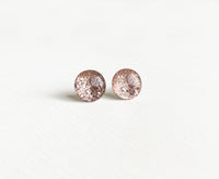 Vintage Gold pink glitter stud earrings by Ear Sugar made in the USA