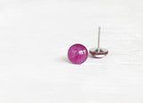 Raspberry dark pink stud earrings by Ear Sugar made in the USA