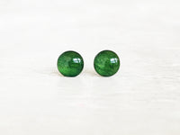 Wicked green shimmer hypoallergenic earrings by Ear Sugar made in the USA