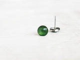 Wicked green shimmer hypoallergenic earrings by Ear Sugar made in the USA