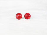 Ruby Slipper red glitter stud earrings by Ear Sugar handmade in USA