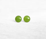 Avocado green surgical steel earrings by Ear Sugar