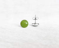 Avocado green surgical steel earrings by Ear Sugar