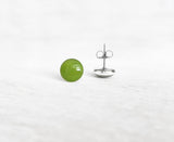 Avocado green surgical steel earrings by Ear Sugar