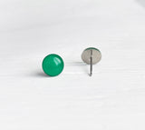 Kelly green earrings by Ear Sugar hypoallergenic made in the USA