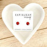 Ladybug stud earrings by Ear Sugar hypoallergenic made in the USA