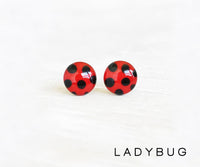 Ladybug stud earrings by Ear Sugar hypoallergenic made in the USA
