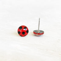 Ladybug stud earrings by Ear Sugar hypoallergenic made in the USA