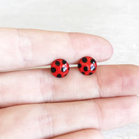 Ladybug stud earrings by Ear Sugar hypoallergenic made in the USA
