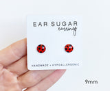 Ladybug stud earrings by Ear Sugar hypoallergenic made in the USA