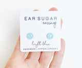 Light Blue stud earrings by Ear Sugar hypoallergenic made in the USA