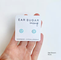 Light Blue stud earrings by Ear Sugar hypoallergenic made in the USA
