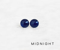 Midnight blue stud earrings by Ear Sugar small business made in the USA