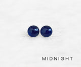 Midnight blue stud earrings by Ear Sugar small business made in the USA