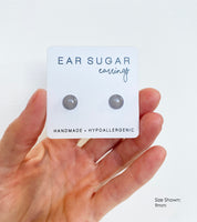 Manatee gray stud earrings by Ear Sugar hypoallergenic made in Utah USA