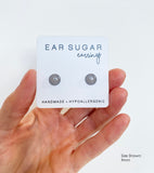 Manatee gray stud earrings by Ear Sugar hypoallergenic made in Utah USA