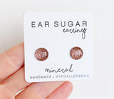 Mineral glitter stud earrings by Ear Sugar handmade in the USA