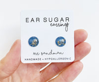 Mr. Sandman blue and gold glitter earrings by Ear Sugar hypoallergenic