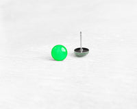 Neon Green surgical steel earrings by Ear Sugar