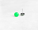 Neon Green surgical steel earrings by Ear Sugar
