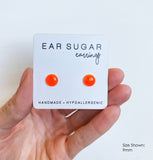 Neon Orange surgical steel earrings by Ear Sugar