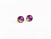 Night Shade plum and gold stud earrings by Ear Sugar hypoallergenic USA