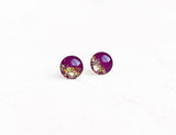 Night Shade plum and gold stud earrings by Ear Sugar hypoallergenic USA