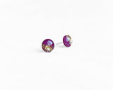 Night Shade plum and gold stud earrings by Ear Sugar hypoallergenic USA
