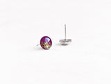 Night Shade plum and gold stud earrings by Ear Sugar hypoallergenic USA