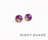 Night Shade plum and gold stud earrings by Ear Sugar hypoallergenic USA
