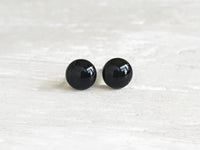 Onyx black round stud earrings by Ear Sugar hypoallergenic made in the USA
