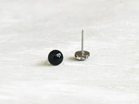 Onyx black round stud earrings by Ear Sugar hypoallergenic made in the USA
