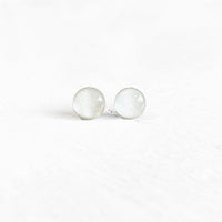 Pearl white shimmer post earrings by Ear Sugar hypoallergenic made in the USA