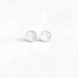 Pearl white shimmer post earrings by Ear Sugar hypoallergenic made in the USA