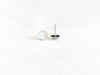Pearl white shimmer post earrings by Ear Sugar hypoallergenic made in the USA