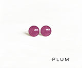 Plum purple stud earrings by Ear Sugar made in the USA