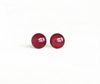 Pomegranate red shimmer surgical steel stud earrings by Ear Sugar