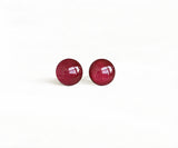 Pomegranate red shimmer surgical steel stud earrings by Ear Sugar