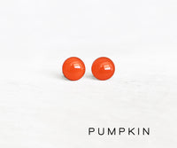 Pumpkin orange stud earrings by Ear Sugar hypoallergenic made in the USA