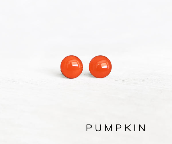 Pumpkin orange stud earrings by Ear Sugar hypoallergenic made in the USA