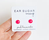 Pink Lemonade bright pink stud earrings by Ear Sugar made in the USA