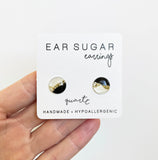 Quartz black pearl and gold glitter earrings for everyday by Ear Sugar