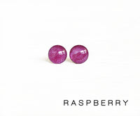 Raspberry dark pink stud earrings by Ear Sugar made in the USA