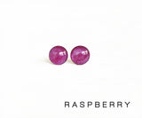 Raspberry dark pink stud earrings by Ear Sugar made in the USA