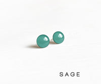 Sage green surgical steel stud earrings by Ear Sugar made in the USA
