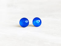Sapphire blue surgical steel stud earrings by Ear Sugar made in the USA
