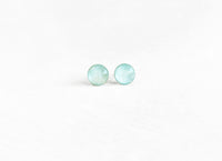 Sea Green shimmer round earrings by Ear Sugar hypoallergenic made in USA