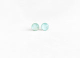 Sea Green shimmer round earrings by Ear Sugar hypoallergenic made in USA